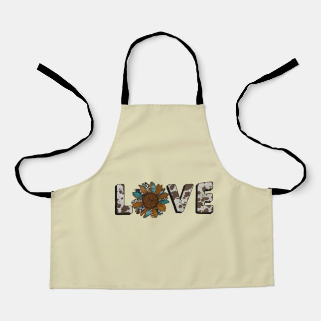 Sonnenblumen Western Liebe Boho Summer Animal Prin Schürze (Vorderseite)