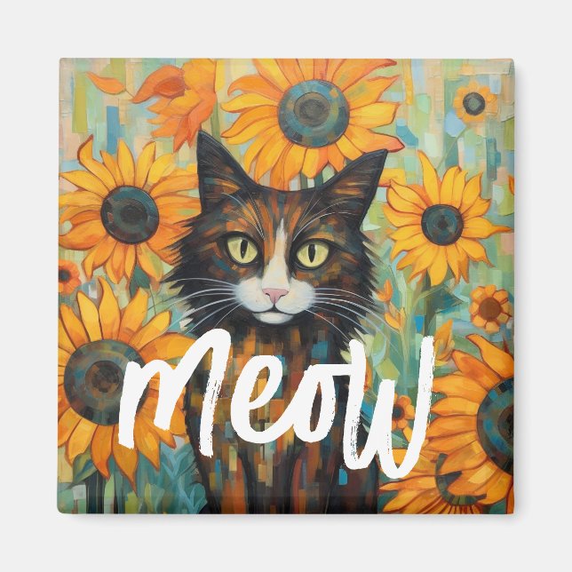 Sonnenblumen Whiskers Katzenjammer Magnet (Vorne)