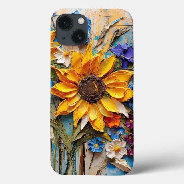Sonnenblumen Wildblumen Blume Mixed Media Design Case-Mate iPhone Hülle (Rückseite)