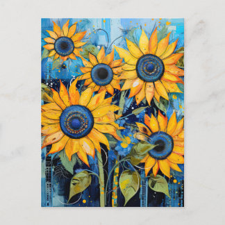 Sonnenblumen Wildblumen Blume Mixed Media Design Postkarte