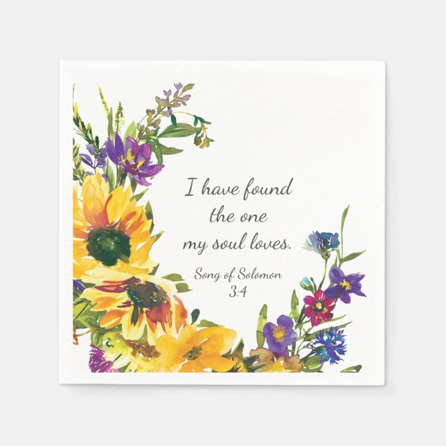 Sonnenblumen Wildblumen Blumenblume Hochzeitbibel  Serviette (Vorderseite)