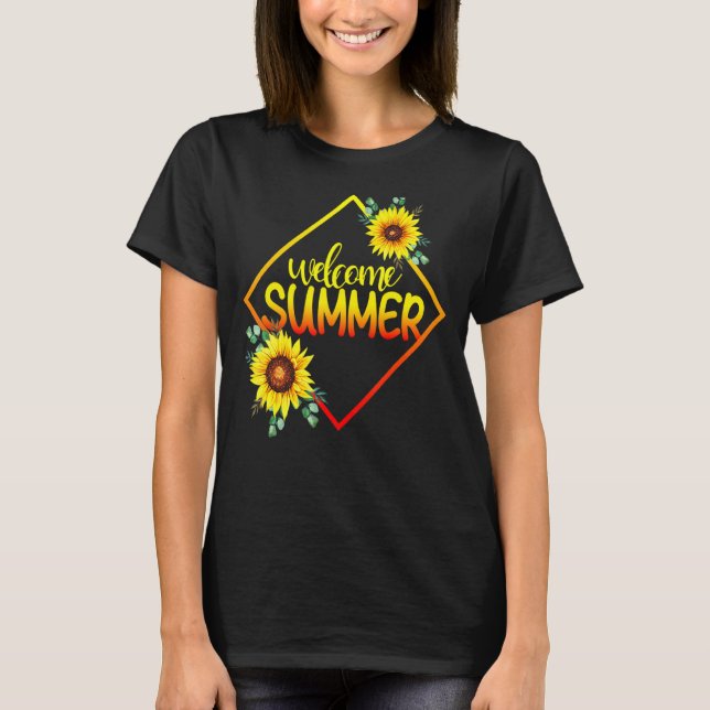 Sonnenblumen Willkommen Sommer Cool Sonnenblume fü T-Shirt (Vorderseite)