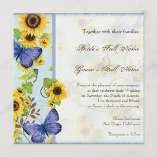 Sonnenblumen-Wirbel-Blumenrahmen Blaue Schmetterli Einladung