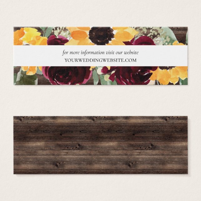 Sonnenblumen Wood Wedding Website Beilage Karten M (Vorne & Hinten)