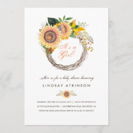 Sonnenblumen Wreath Rustic Fall Baby Dusche Einladung