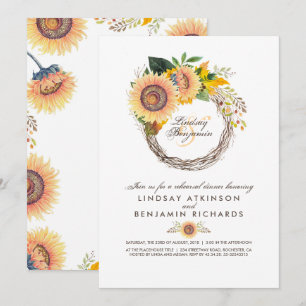 Sonnenblumen Wreath Rustic Fall Probe Abendessen Einladung