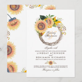 Sonnenblumen Wreath Rustikale Hochzeit im Herbst Einladung