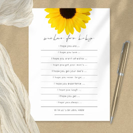 Sonnenblumen Wünsche für Baby Duschkarte Einladung