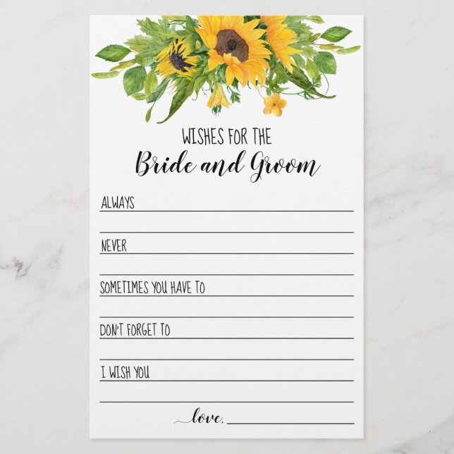 Sonnenblumen Wünsche für die Couple Card Flyer (Vorne)