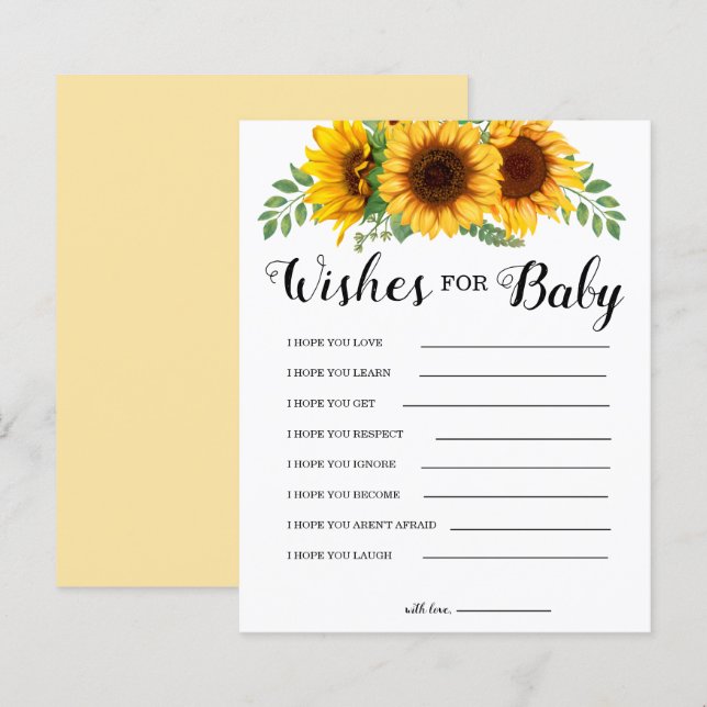 Sonnenblumen wünscht sich ein Baby Duschspiel (Vorne/Hinten)
