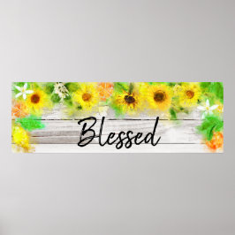 *~* Sonnenblumen Zitronen Orangen Rustikales Holz  Poster