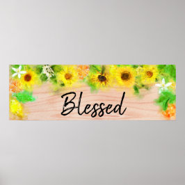 *~* Sonnenblumen Zitronen Orangen Rustikales Holz  Poster