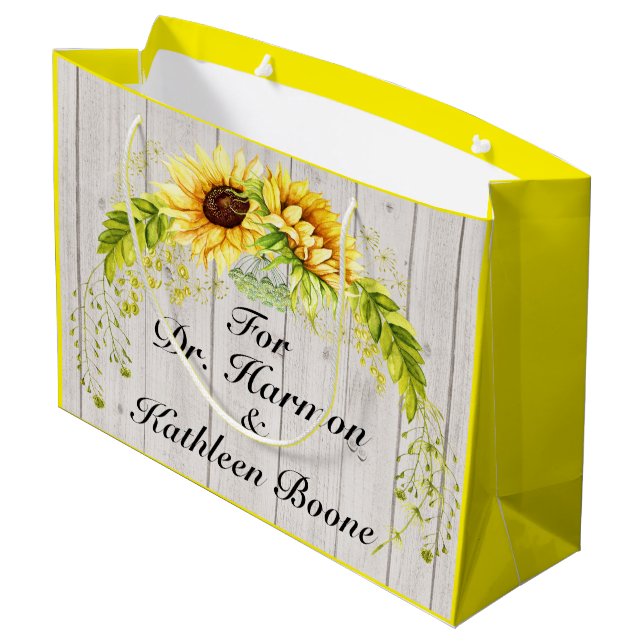 Sonnenblumen - Zurück Anpassung Große Geschenktüte (Rückseite Schrägansicht)