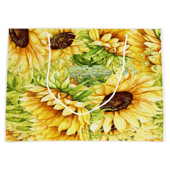 Sonnenblumen - Zurück Anpassung Große Geschenktüte (Vorderseite)