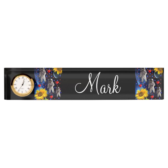 Sonnenblumenastronautenschild Namensplakette (Vorderseite)