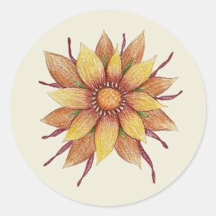 Sonnenblumenaufkleber (Blatt mit 20) Runder Aufkleber