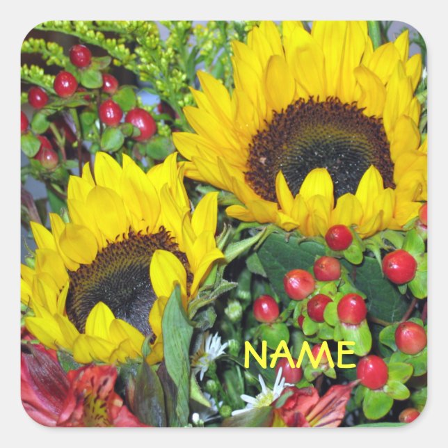Sonnenblumenaufkleber Quadratischer Aufkleber (Vorderseite)