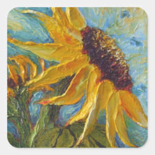 Sonnenblumenaufkleber Quadratischer Aufkleber
