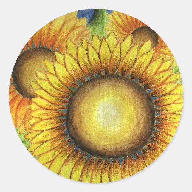 Sonnenblumenaufkleber Runder Aufkleber (Vorderseite)