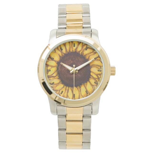 Sonnenblumenbeobachtung Klassische Armbanduhren (Vorderseite)
