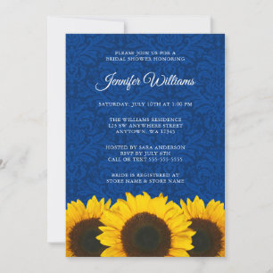Sonnenblumenblau Damask Brautparty Einladung