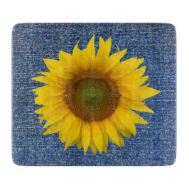 Sonnenblumenblauer Denim Look Harvest Cutting Boar Schneidebrett