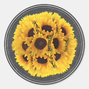Sonnenblumenblume Bouquet Chalkboard Rustikale Hoc Runder Aufkleber