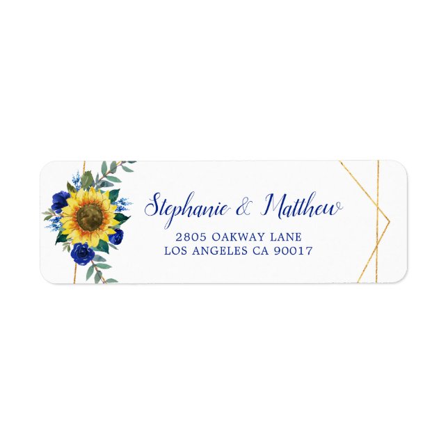 Sonnenblumenblume Geometrische Goldadresse (Vorne)