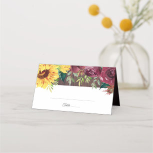 Sonnenblumenblume Hochzeit im Herbst Platzkarte