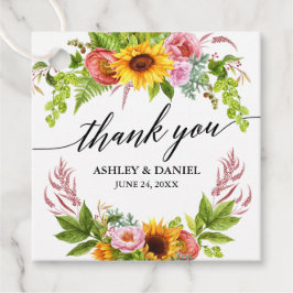Sonnenblumenblume Hochzeitskalligrafie Vielen Dank Geschenkanhänger