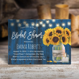 Sonnenblumenblume Jar Navy Blue Wood Brautparty Einladung