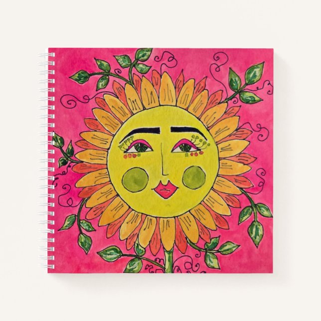 Sonnenblumenblume Mädchen-SpiralNotebook gestriche Notizbuch (Vorderseite)