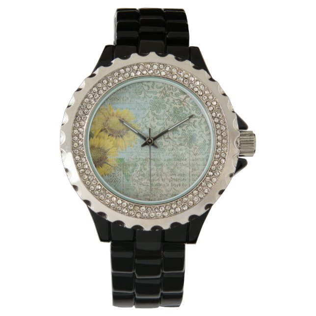 SonnenblumenCollage Armbanduhr (Vorderseite)