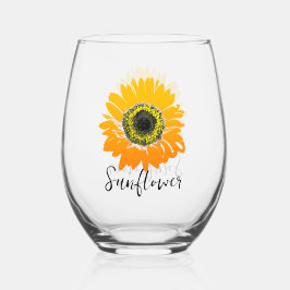 Sonnenblumendesign Edeles Weinglas Ohne Stiel