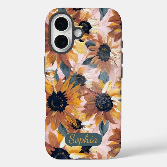 Sonnenblumendesign iPhone 16 Hülle (Rückseite)