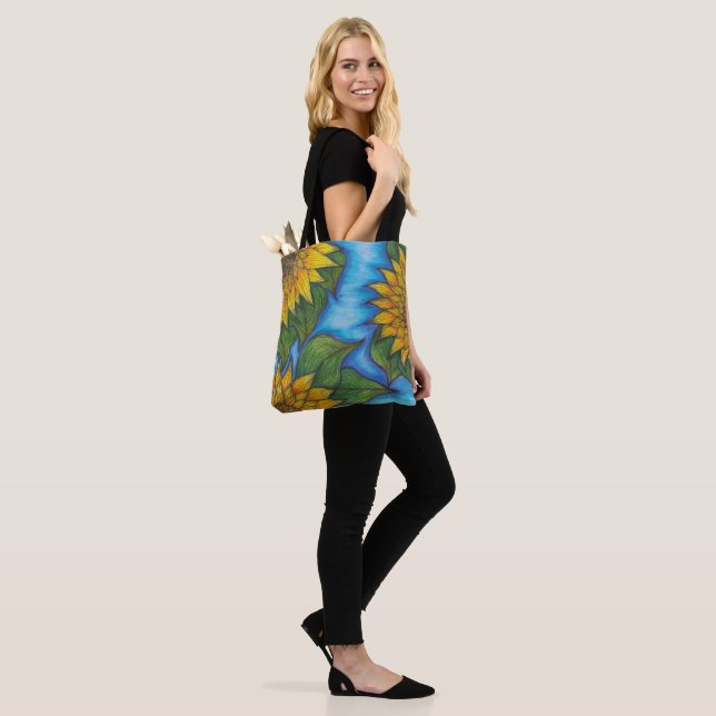 Sonnenblumendruck Ökologisch wiederverwendbar Totb Tasche (Am Model)