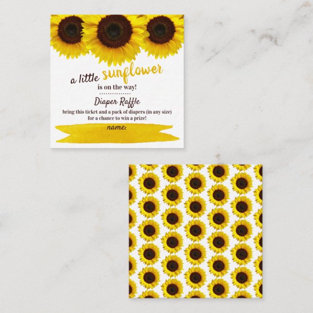 Sonnenblumendusche Windelwanne Begleitkarte (Vorne/Hinten)