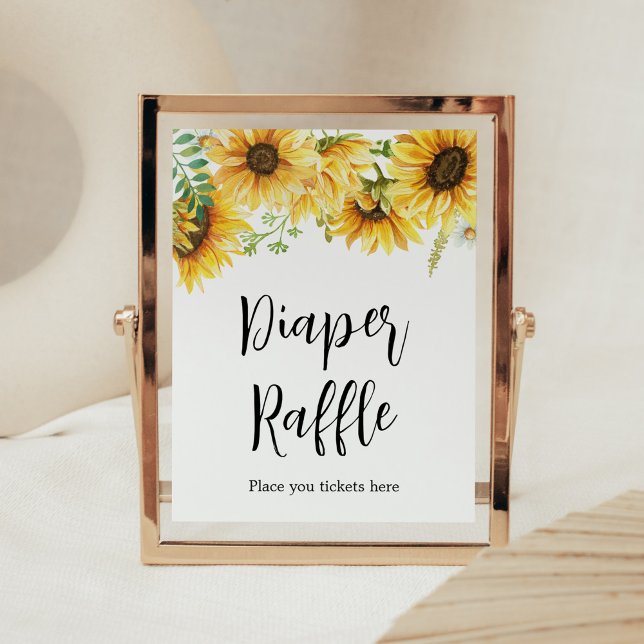Sonnenblumendusche Windelwanne Poster (Sunflower Girl Baby Shower Diaper Raffle Sign)