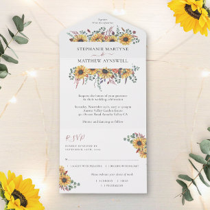 Sonnenblumenfall Eukalyptus Botanische Hochzeit All In One Einladung
