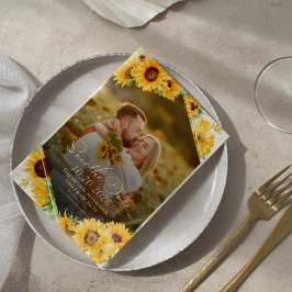 Sonnenblumenfall-Foto Hochzeit Sichern Sie das Dat Folieneinladung