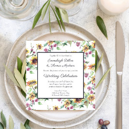 Sonnenblumenfall Wasserfarbe Florals Muster Hochze Einladung