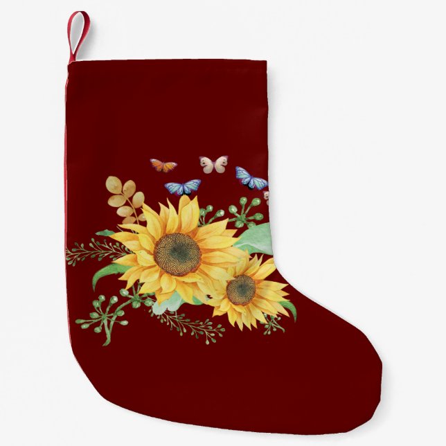 Sonnenblumenfeder Kleiner Weihnachtsstrumpf (Vorderseite)