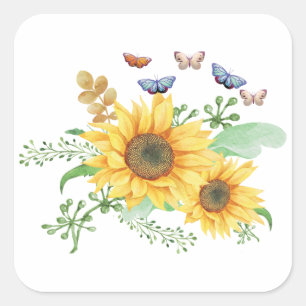 Sonnenblumenfeder Quadratischer Aufkleber
