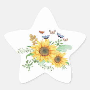 Sonnenblumenfeder Stern-Aufkleber