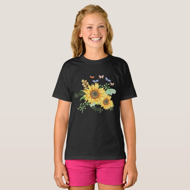 Sonnenblumenfeder T-Shirt (Vorne ganz)