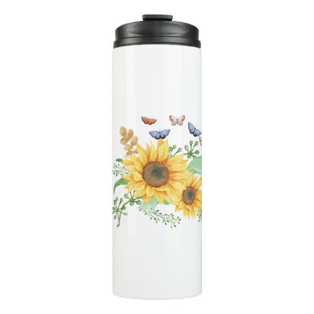 Sonnenblumenfeder Thermosbecher (Vorderseite)