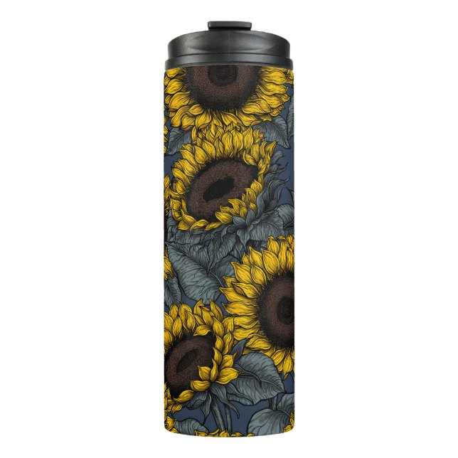 Sonnenblumenfeld 2 thermosbecher (Vorderseite)
