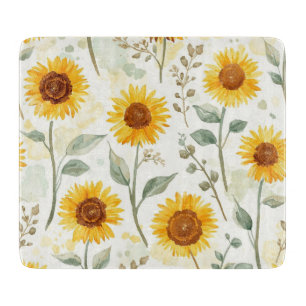 Sonnenblumenfeld-Aquarellmalerei Floral Gelb Schneidebrett