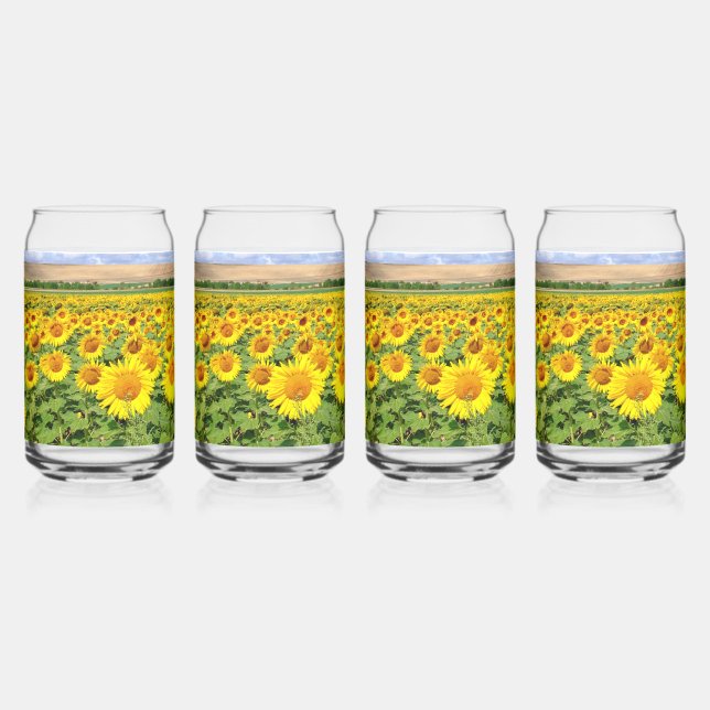 Sonnenblumenfeld Dosenglas (Vorderseite)