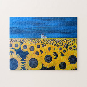 Sonnenblumenfeld-Gemälde von Alfred Fox